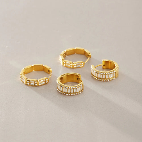 Kika Classic Iced Out Crystal Clip Earrings 18K Gold PVD Plated Stainless Steel 316L