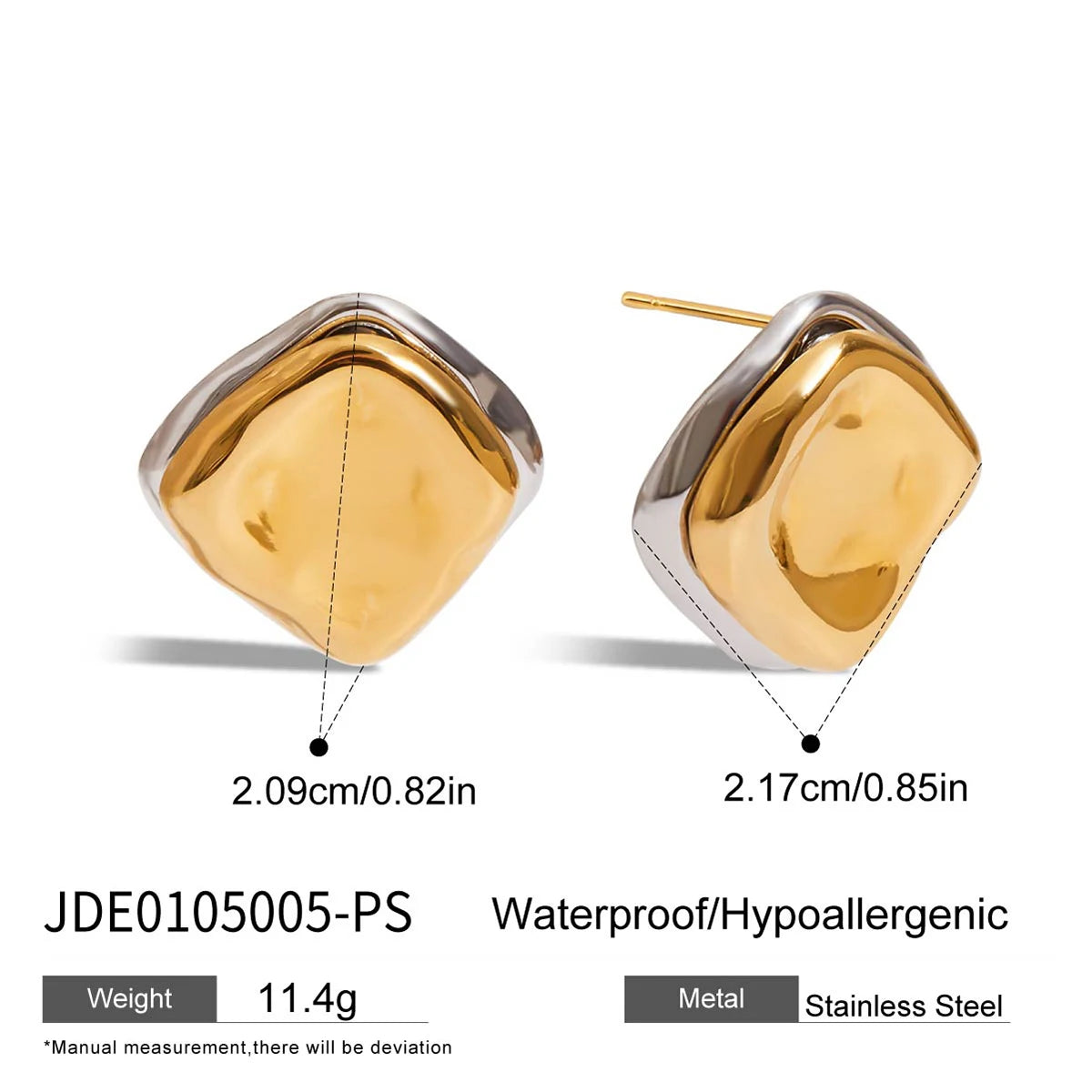 KIKA Minimalist 316L Plated Stainless Steel 316L Two tone Flower Ear Studs Irregular Earrings