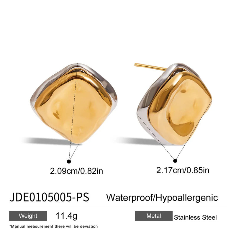 KIKA Minimalist 316L Plated Stainless Steel 316L Two tone Flower Ear Studs Irregular Earrings