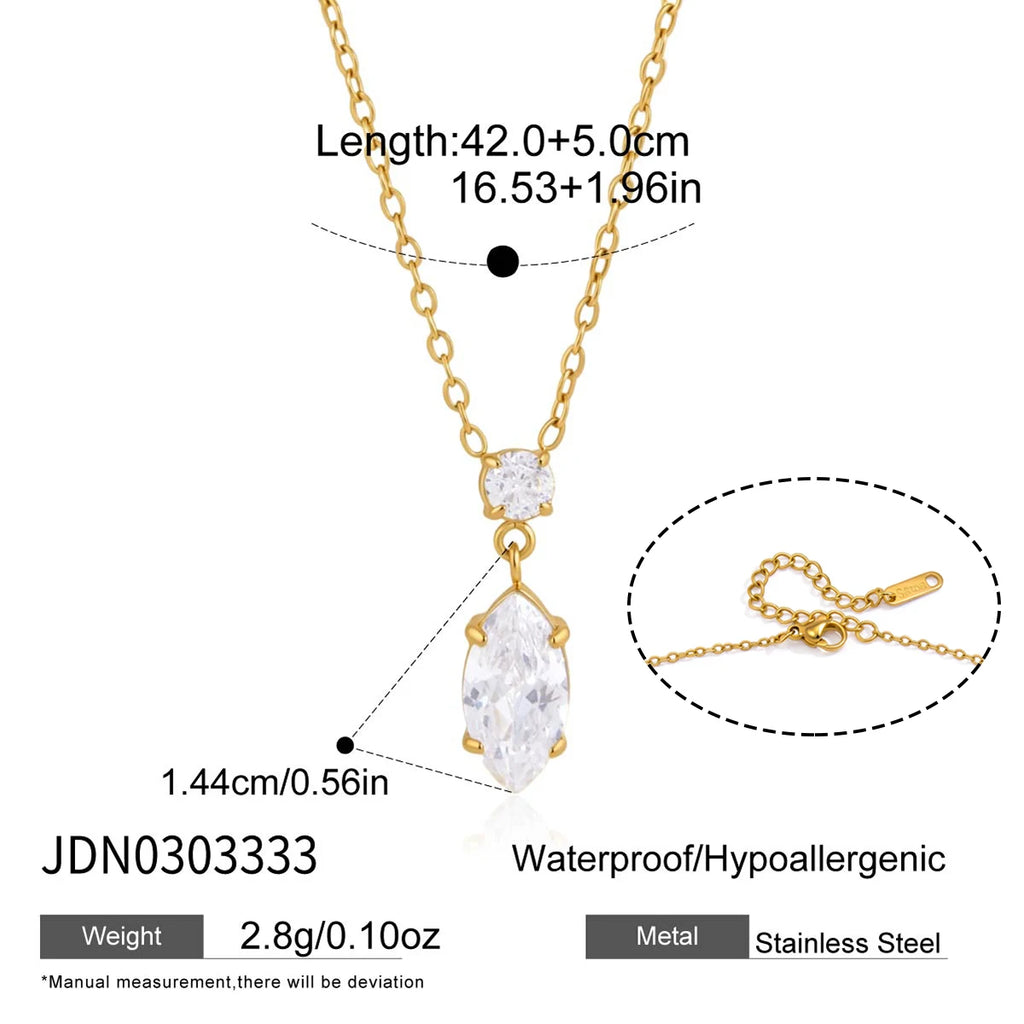 Kika Round Horse Eye Shape Zircon Pendant Necklace