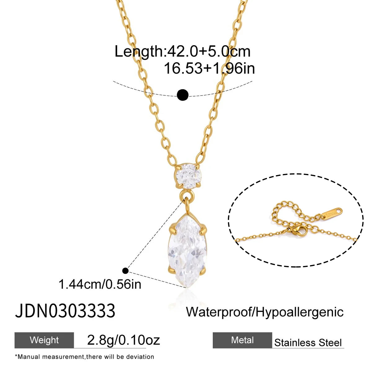 Kika Round Horse Eye Shape Zircon Pendant Necklace