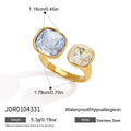 KIKA Lovely Geometric Glass Crystal Open RingsPVD 18K Gold Plated Stainless Steel 316L