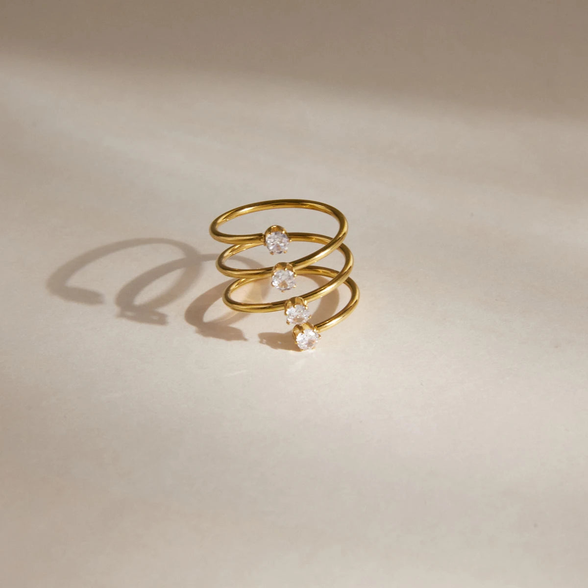Kika Delicate Zircon Multilayer Open Rings