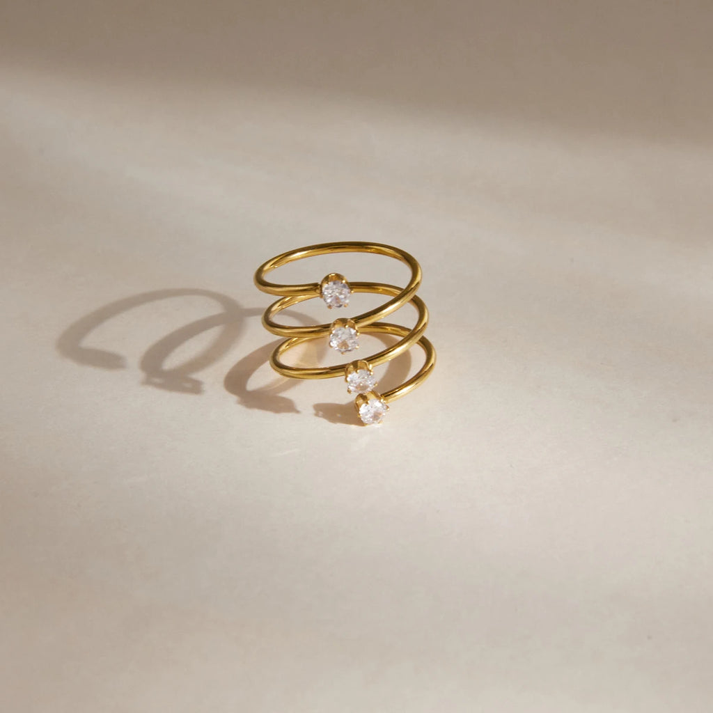 Kika Delicate Zircon Multilayer Open Rings