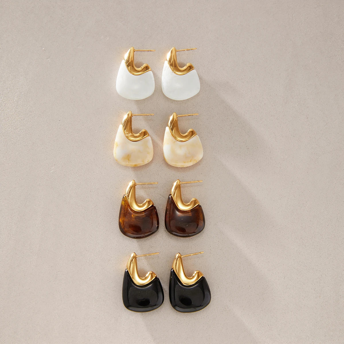 KIKA Vintage Geometric Resin Stud Earrings For Women Minimalist 18K Gold PVD Plated Stainless Steel 316L Earrings Fashion Jewelry