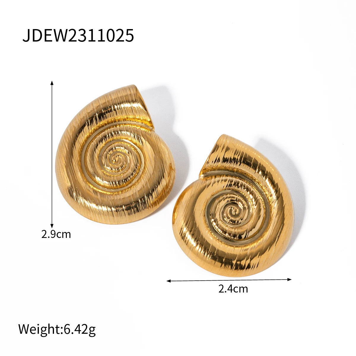 Uworld Conch Stainless Steel Thread Earrings 18K Gold-Plated Waterproof Ring Exquisite Fashion Beach Holiday Jewelry Gift