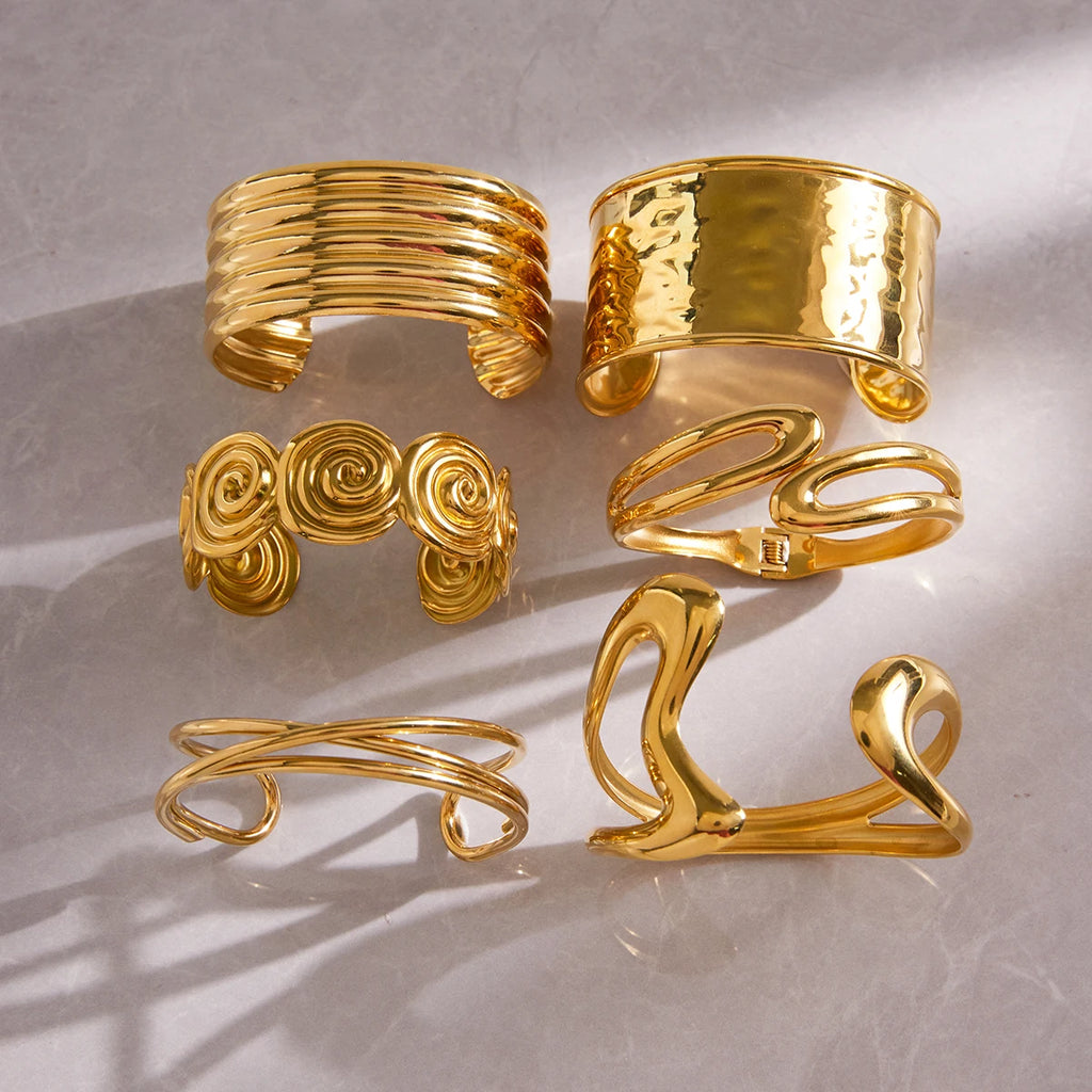 Kika Minimalist Stainless Steel Line Hollow Bracelets