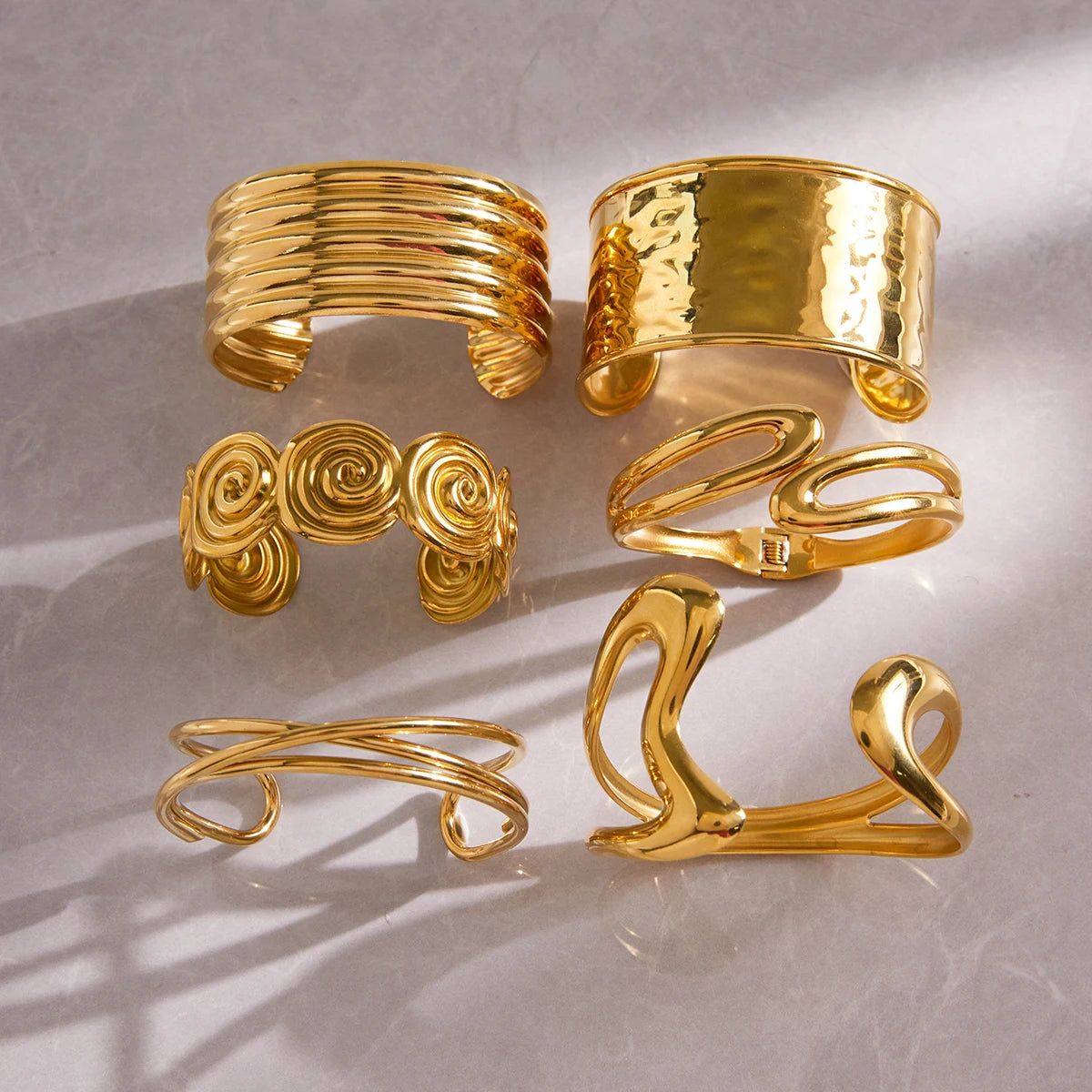 Kika Minimalist Stainless Steel Line Hollow Bracelets