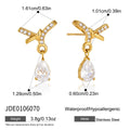 Kika Water Drop Zircon Pendant Bowknot Earrings 18K Gold PVD Plated Stainless Steel 316L