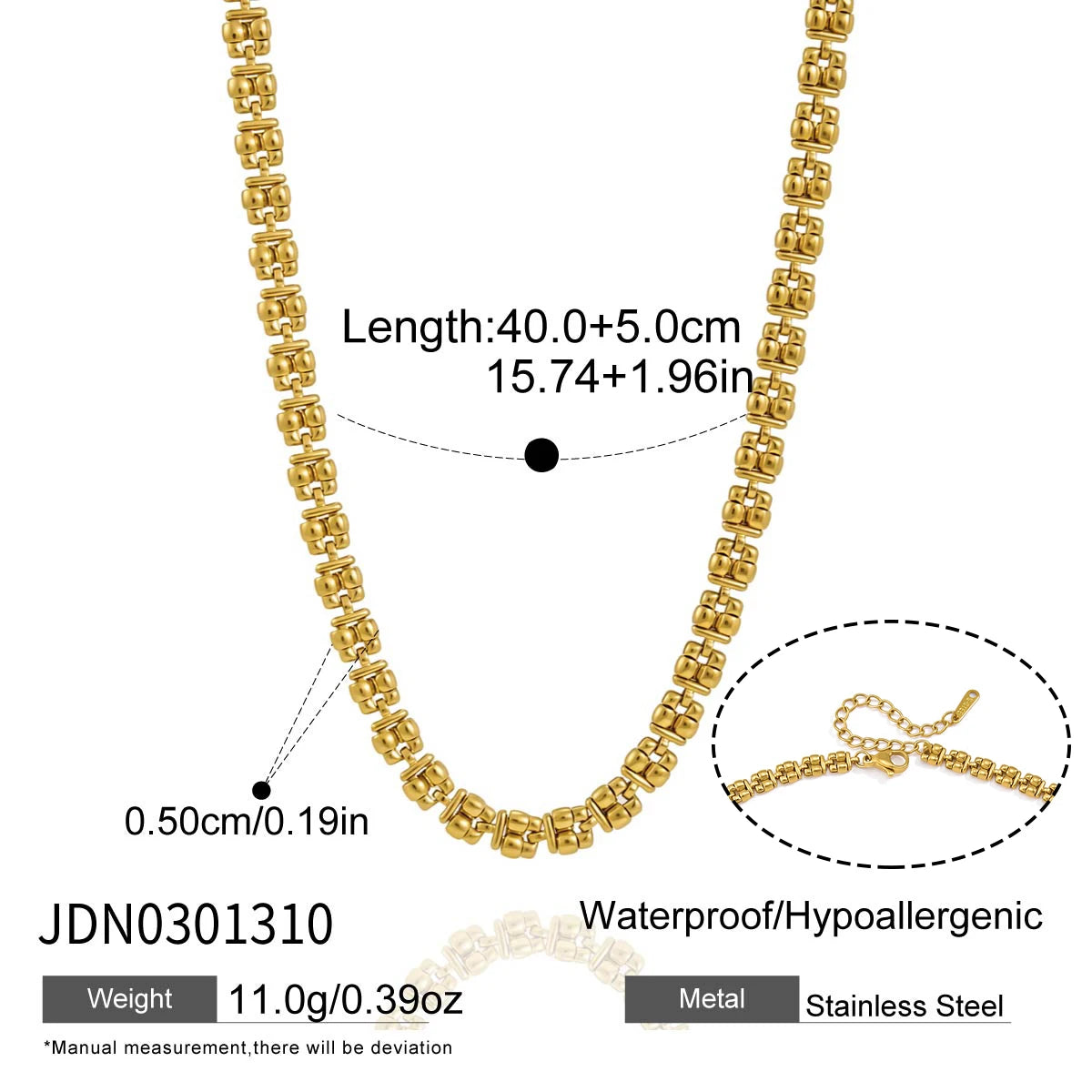Kika Delicate Simple Gold Color Handmade Chain Necklace