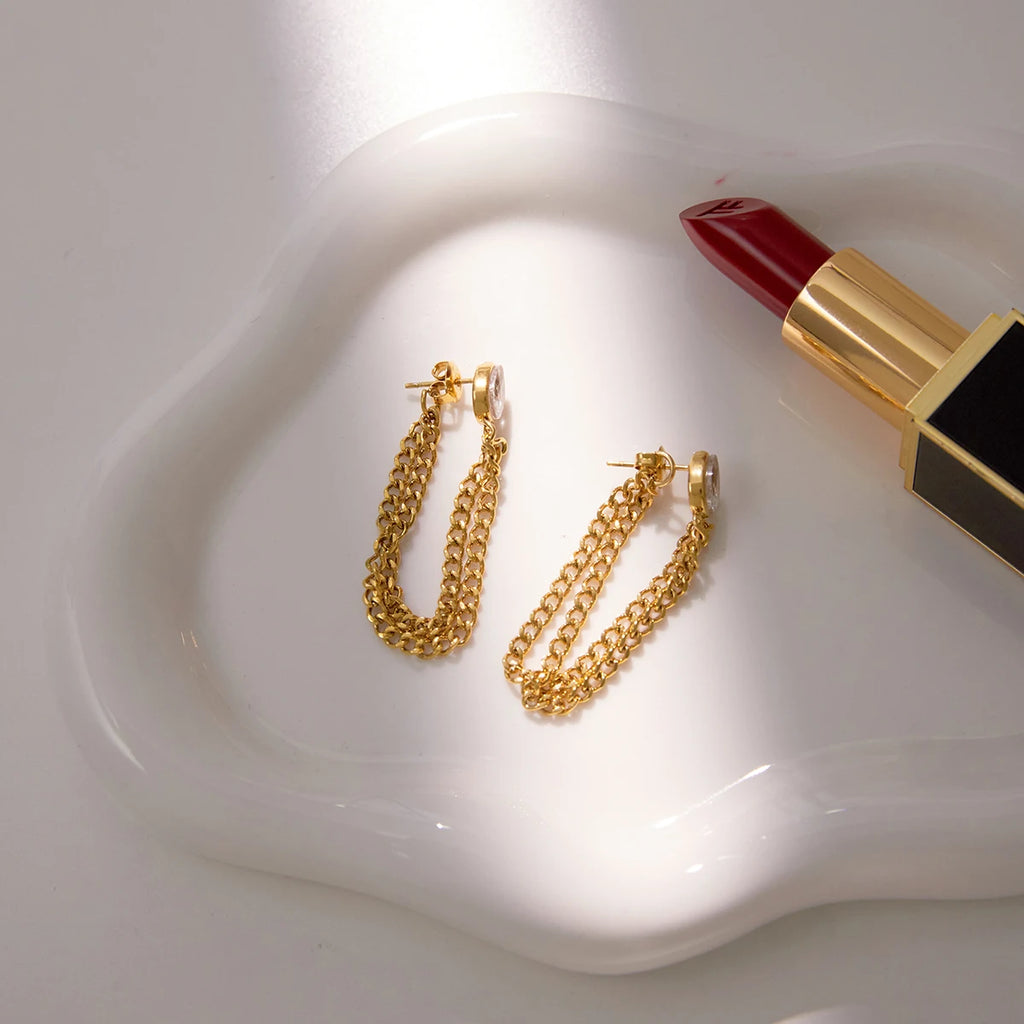 KIKA Classic Imitation Pearls Earrings  PVD Gold Plated Stainless Steel 316L