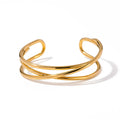 Kika Stainless Steel Statement Gold Color Cuff Bracelet Bangle