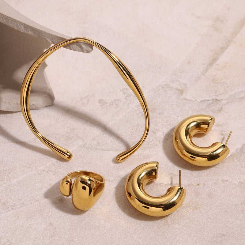 KIKA Classic Round Rings PVD Gold Plated Stainless Steel 316L