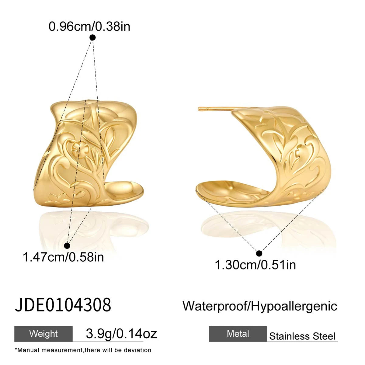 Kika Vintage Geometric C Shape Stud Earrings