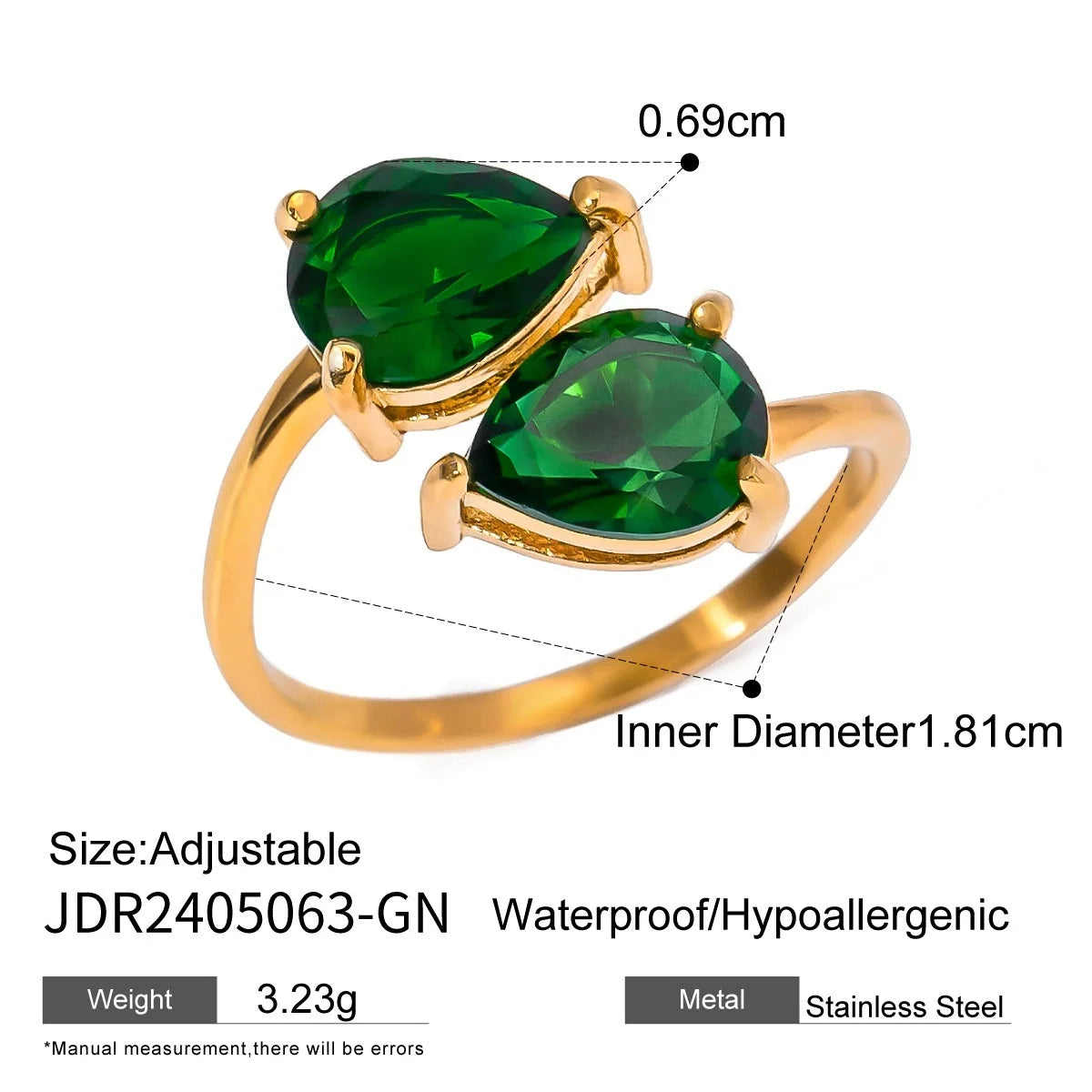 Kika Retro Green Zircon Ring