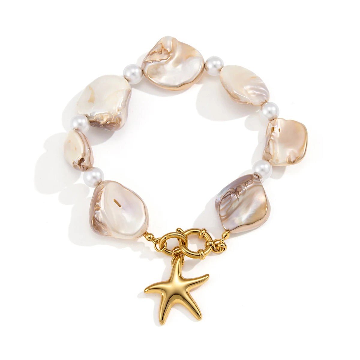 Kika Classic Starfish Pendant Glass Pearl Artificial  Shell Necklace