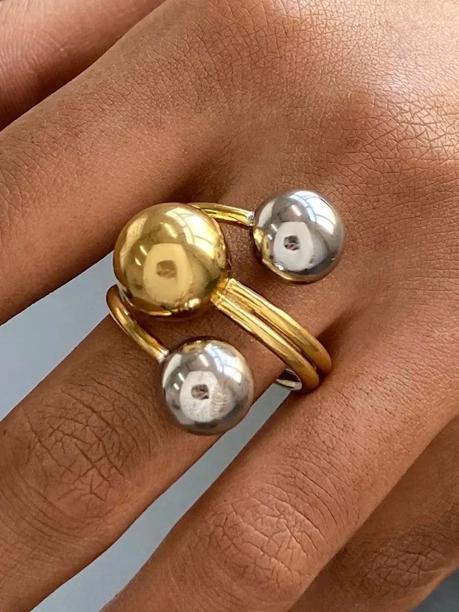 kika 316l Stainless Steel Non-Tarnish Two Toned Ring