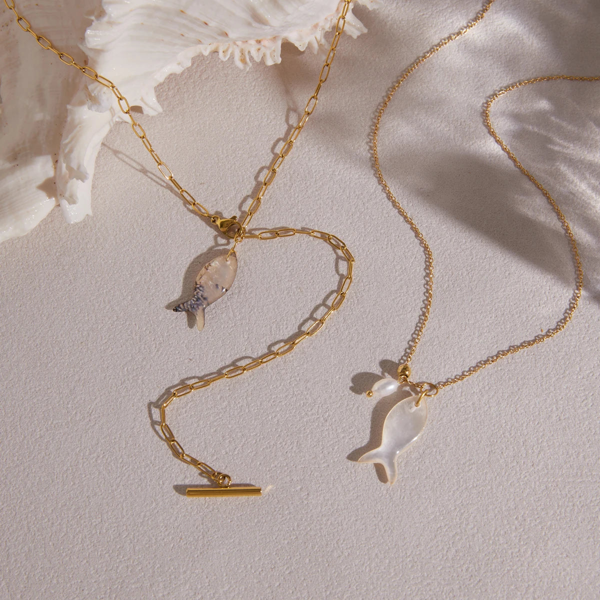 Kika Freshwater Pearl Fish Shape Shell Pendant Necklace