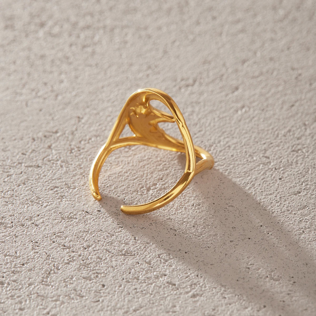 KIKA Classic Moon Shape Hollow Open Rings  PVD Plated Stainless Steel 316L