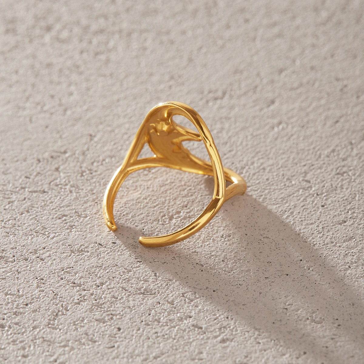 KIKA Classic Moon Shape Hollow Open Rings  PVD Plated Stainless Steel 316L