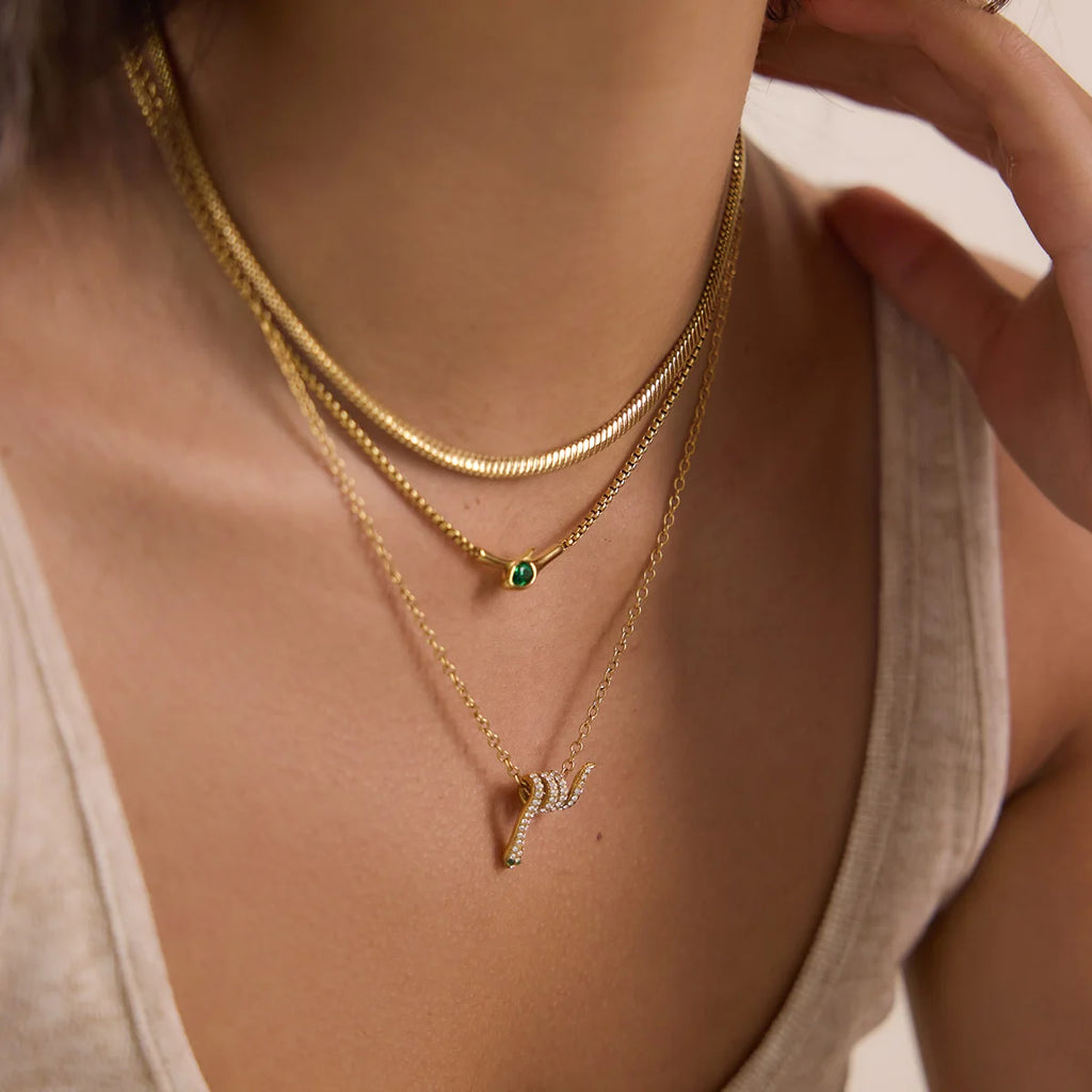 Kika Delicate Crystal Snake Pendant Necklace
