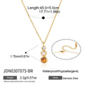KIKA Tiger Eye Stone Zircon Pendant Necklace For Women Minimalist 18K Gold PVD Plated Stainless Steel 316L