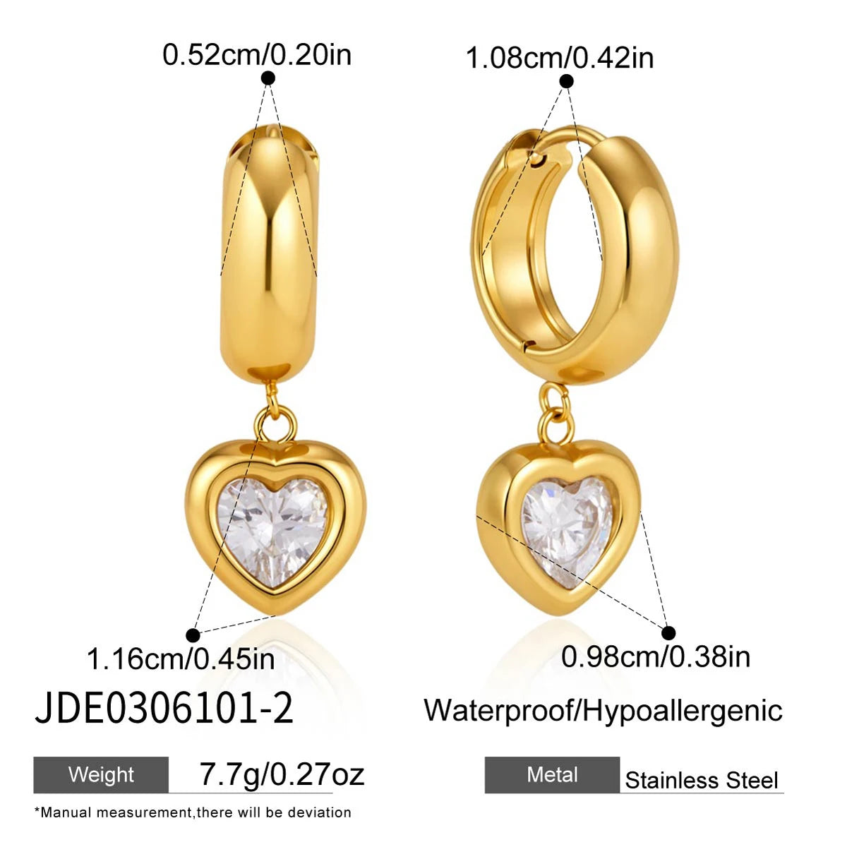 KIKA Delicate Geometric Zircon Drop Earrings  18K Gold PVD Plated Stainless Steel 316L