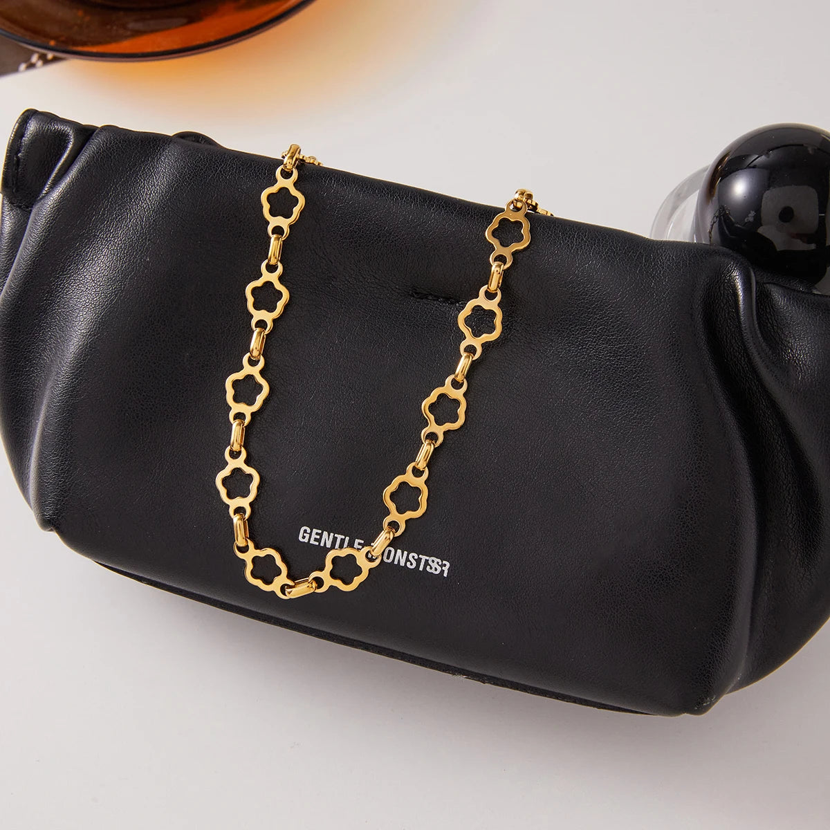 Kika Simple Classic 18K PVD Stainless Steel Hollow Flower Basic Chain Necklace
