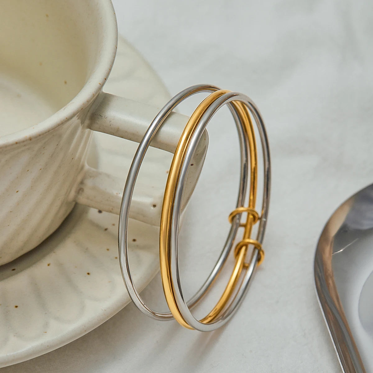 KIKA Minimalist Two Tone Stainless Steel Bracelet