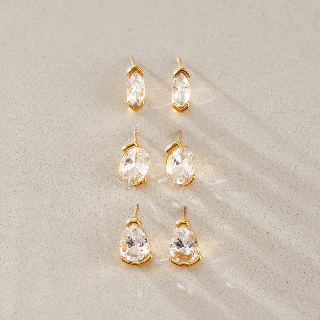 KIKA Delicate Geometric Zircon Stud Earrings For Women Minimalist 18K Gold PVD Plated Stainless Steel Earrings Fashion Jewelry