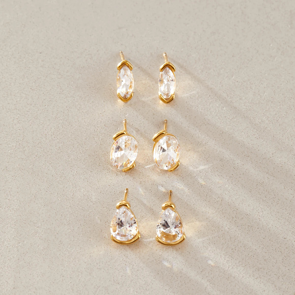 KIKA Delicate Geometric Zircon Stud Earrings For Women Minimalist 18K Gold PVD Plated Stainless Steel Earrings Fashion Jewelry