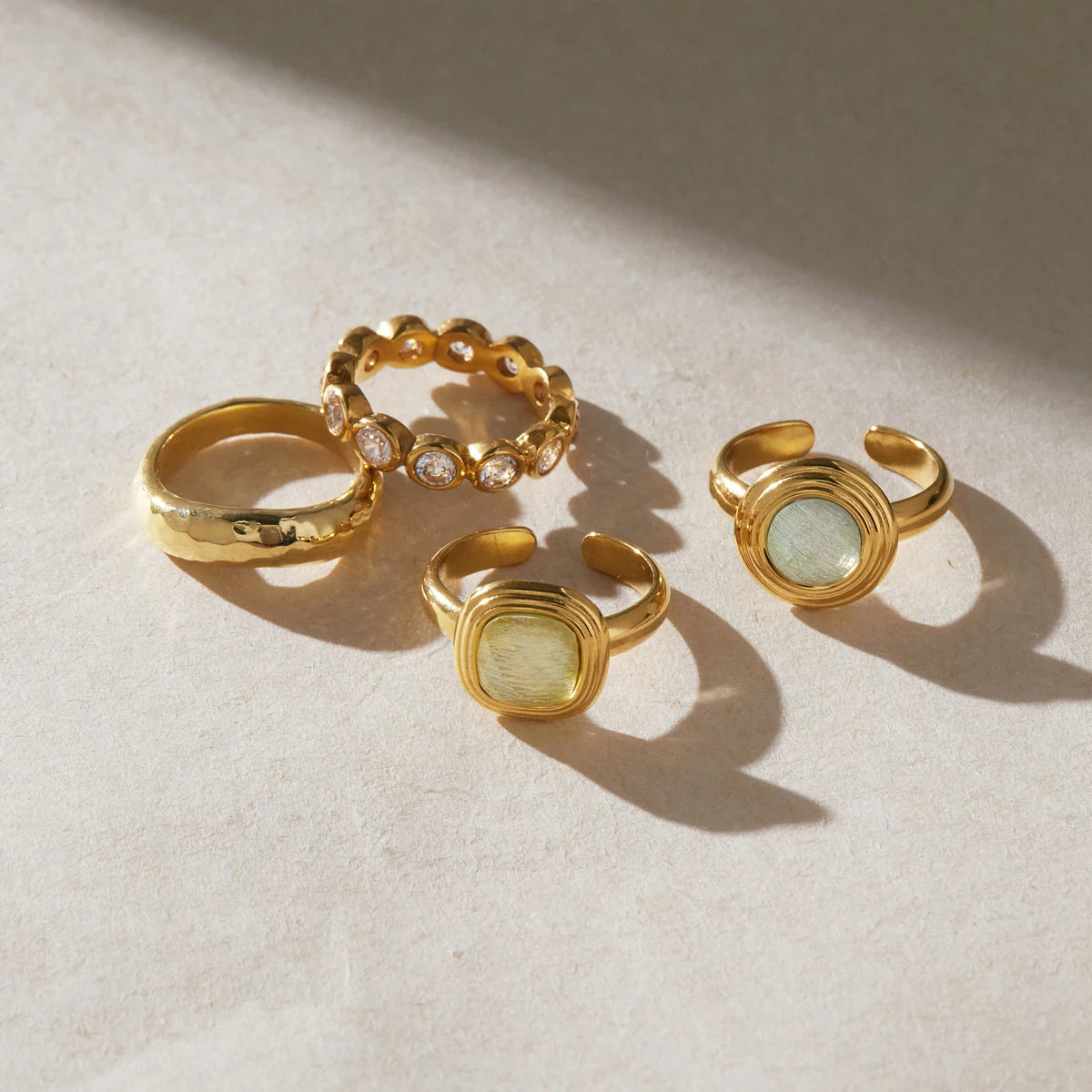 KIKA Elegant Resin Open Rings PVD Plated Stainless Steel 316L