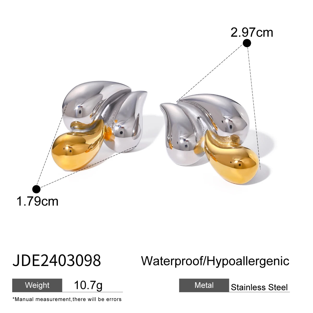 Minimalist Two tone Stainless Steel Thread Irregular Round Earrings