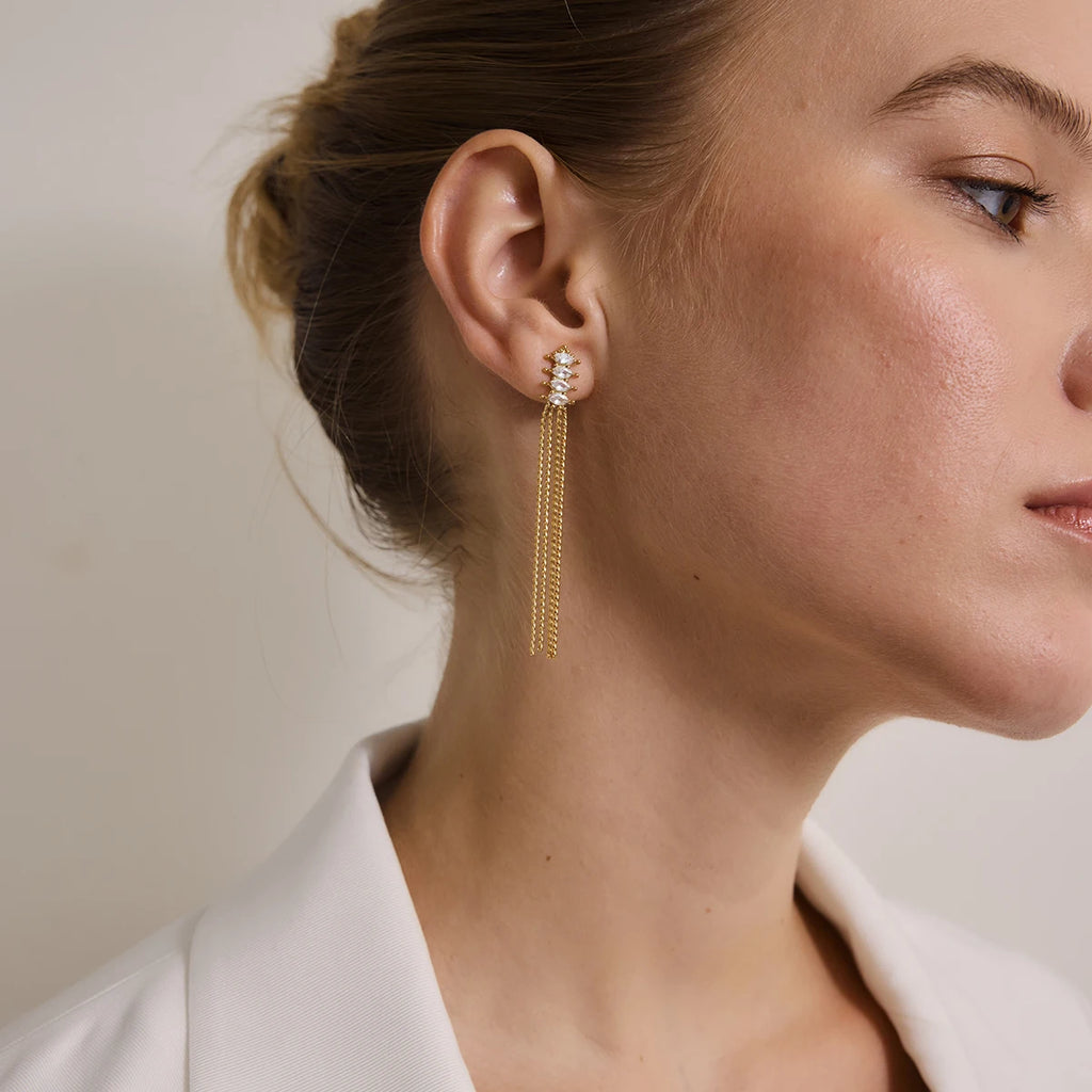 KIKA Geometric Zircon Earrings PVDt 18K Gold Plated Stainless Steel 316L