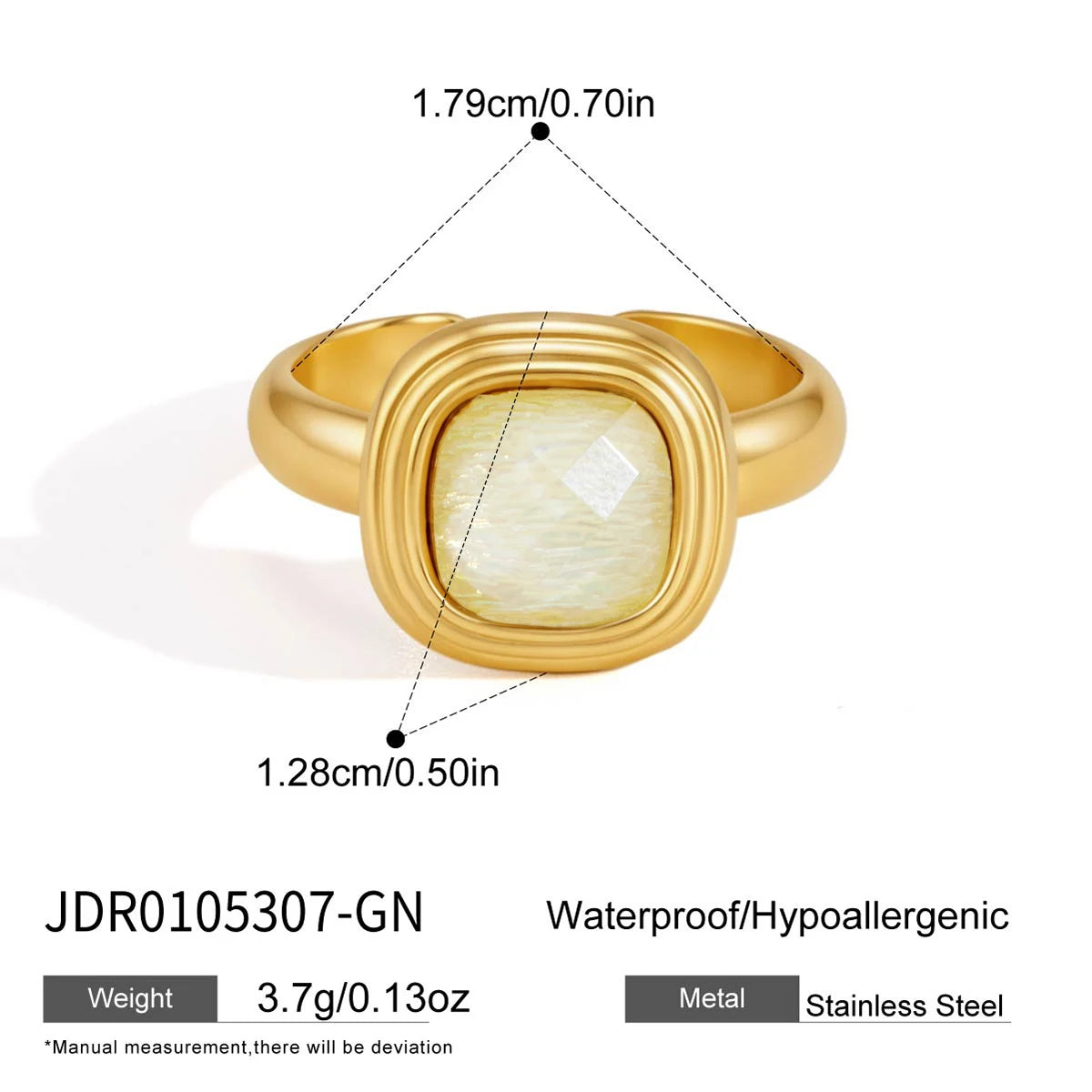 KIKA Elegant Resin Open Rings PVD Plated Stainless Steel 316L