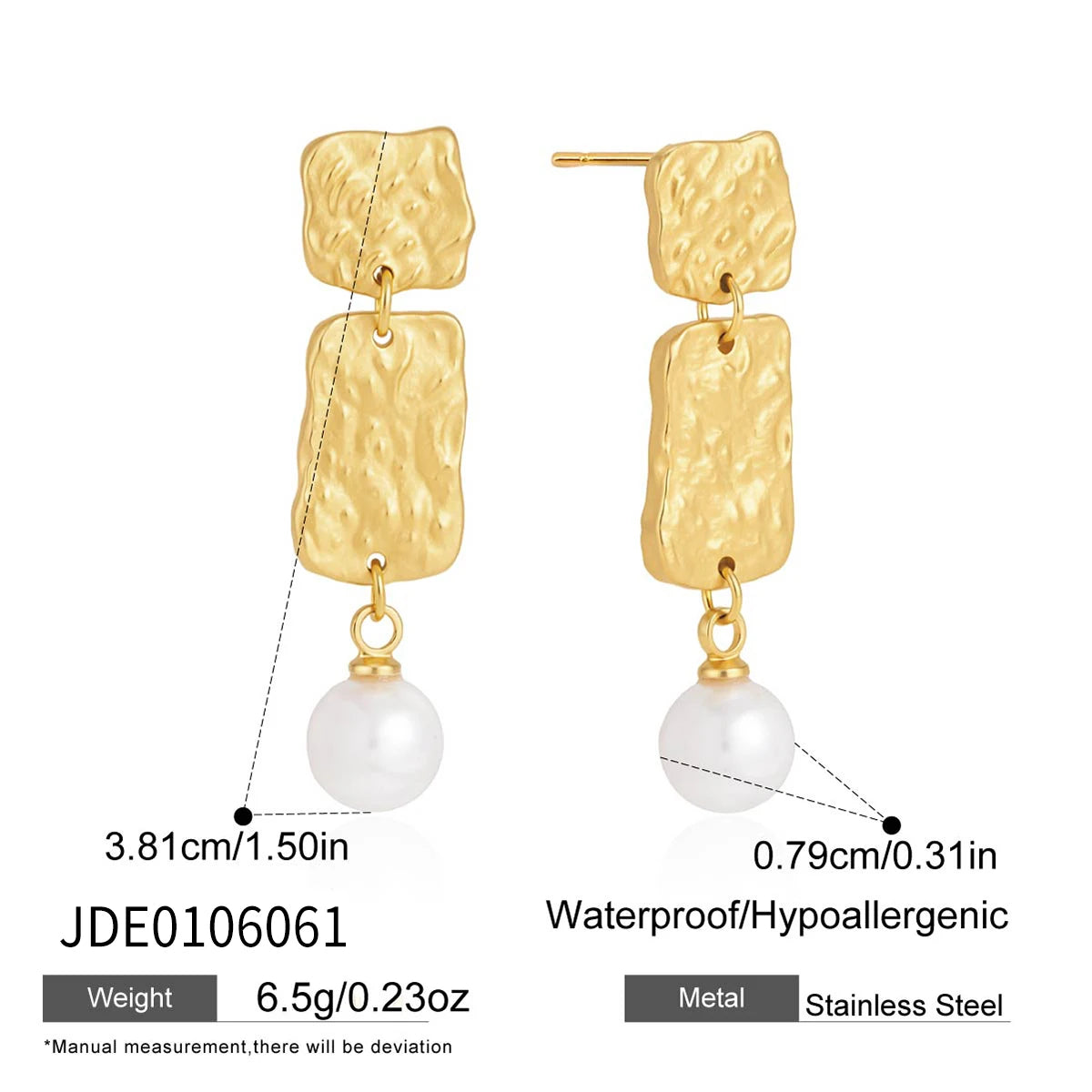 Kika Classic Geometric Drop Earrings 18K Gold PVD Plated Stainless Steel 316L