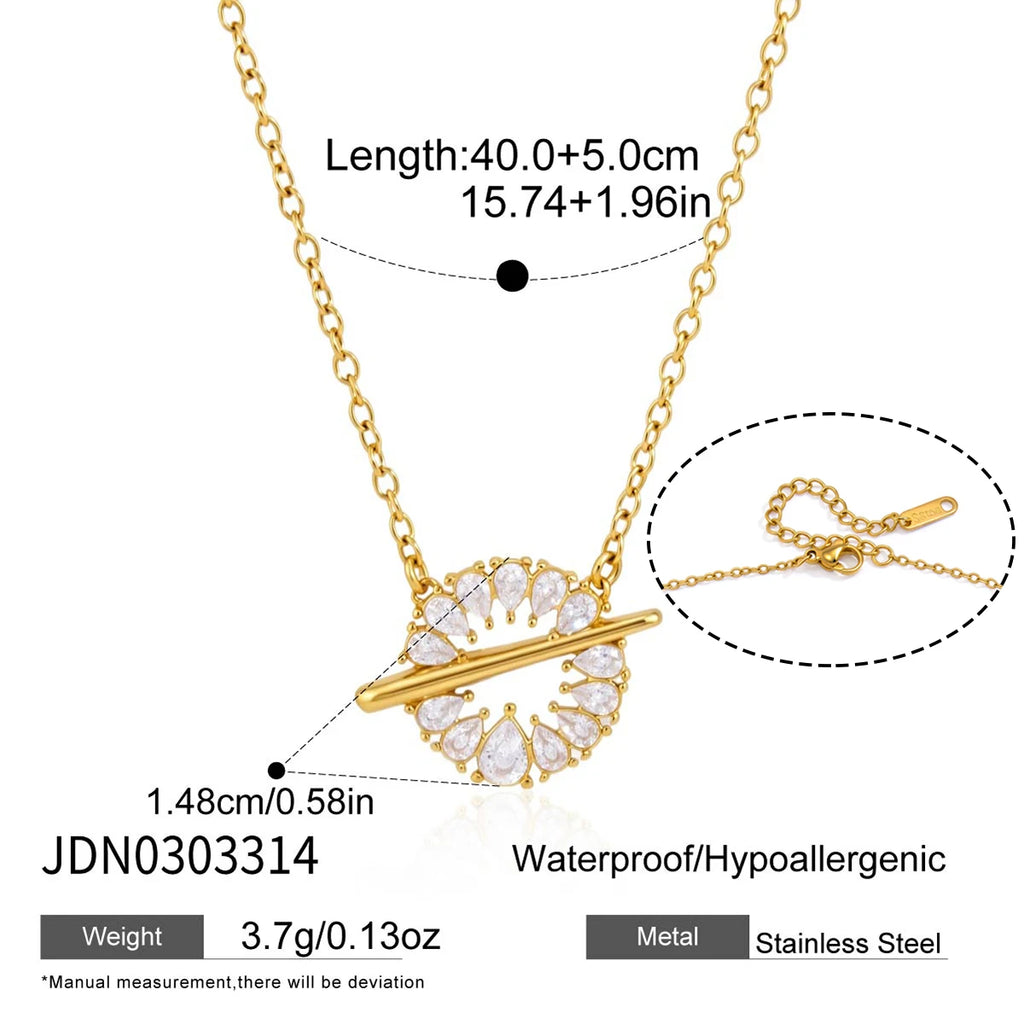 KIKA Water Drop Zircon Pendant Necklace 18K Gold PVD Plated Stainless Steel 316L