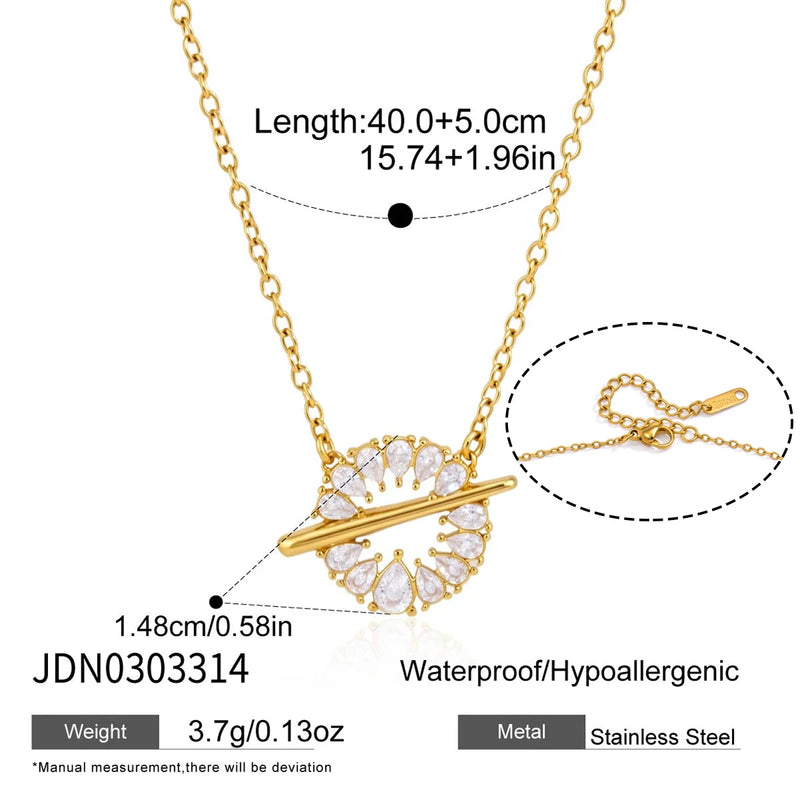 KIKA Water Drop Zircon Pendant Necklace 18K Gold PVD Plated Stainless Steel 316L
