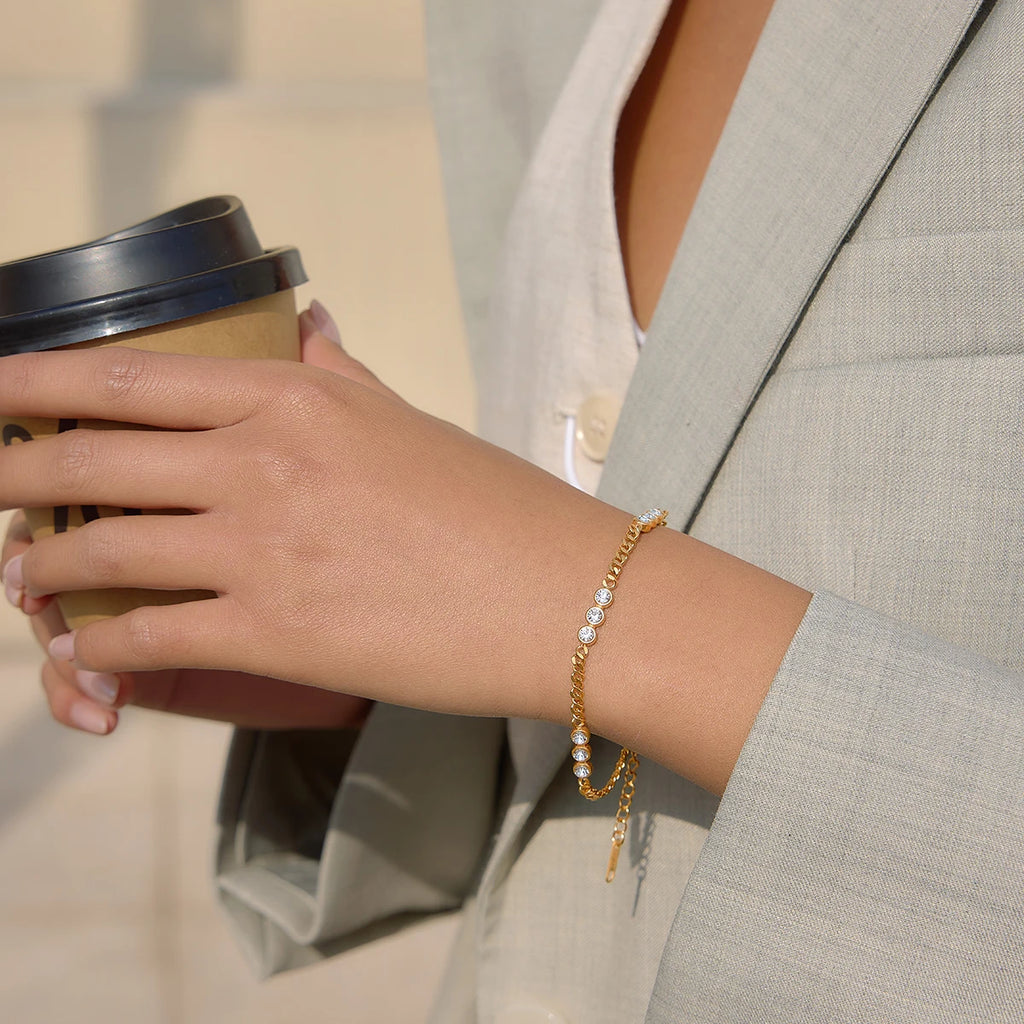 Delicate Bling Geometry Zirconia Shiny Bracelets