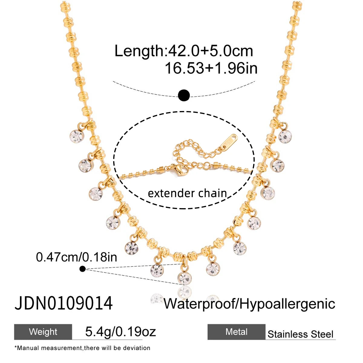 Kika Delicate Steel Color Paperclip Chain With White Zircons Necklaces