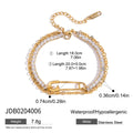 KIKA Simple Classic Square White Zircon Bracelet Paper Clip Double layer Bracelet Stainless Steel Chain Women's Jewelry Party
