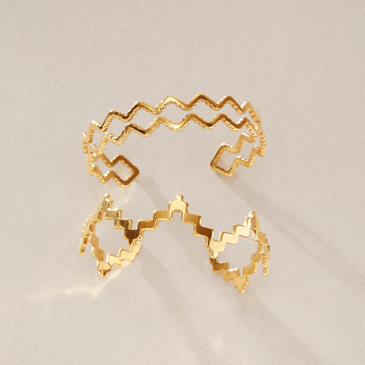 KIKA Irregular Wave Shape Cuff Bracelet For Women Minimalist 18K Gold PVD Plated Stainless Steel Open Bangle Fashion Jewelry