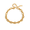 Classic White Zircon Geometric Hollow-Out Chain Bracelet