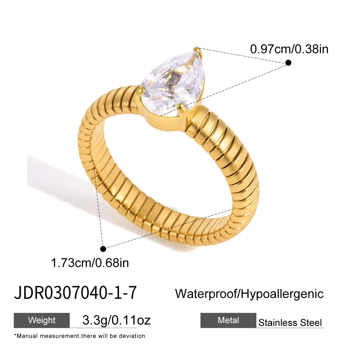 KIKA Classic Geometric Zircon Rings 18K Gold PVD Plated Stainless Steel 316L