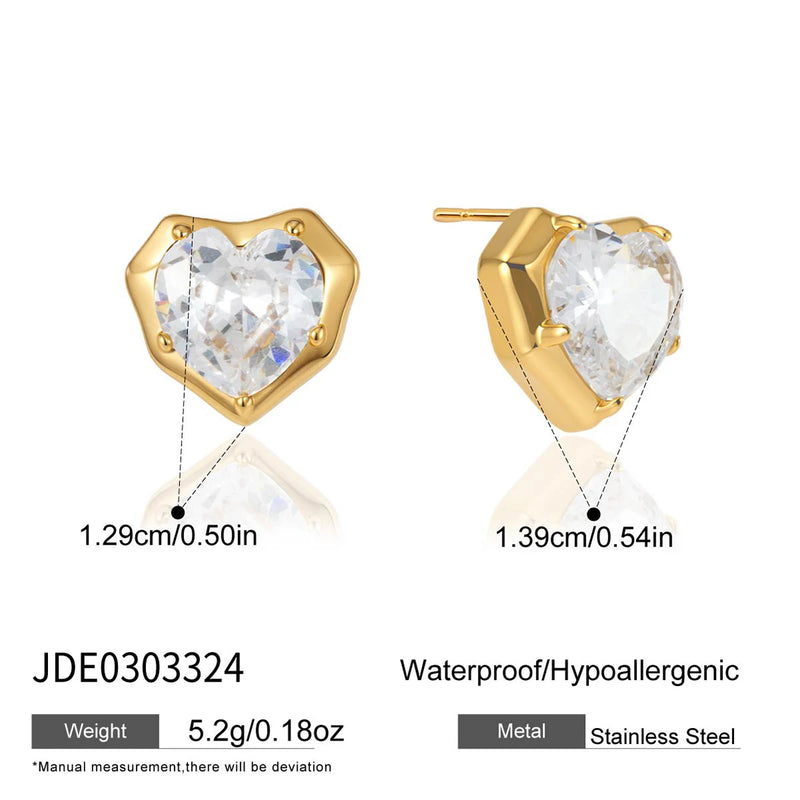 Kika Romantic Zircon Heart Necklace Earrings