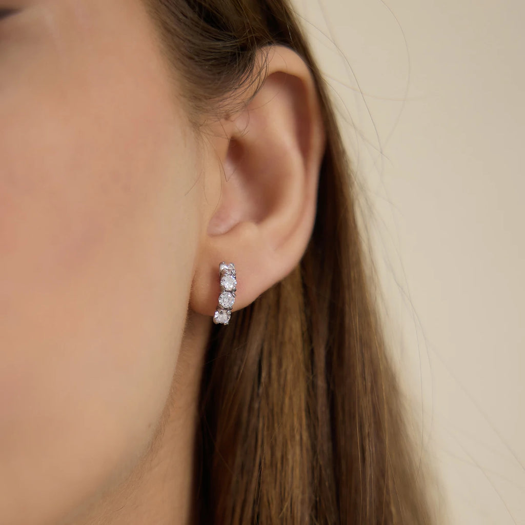 Kika Delicate Full Zircon C Shape Stud Earrings 18K Gold PVD Plated Stainless Steel 316L