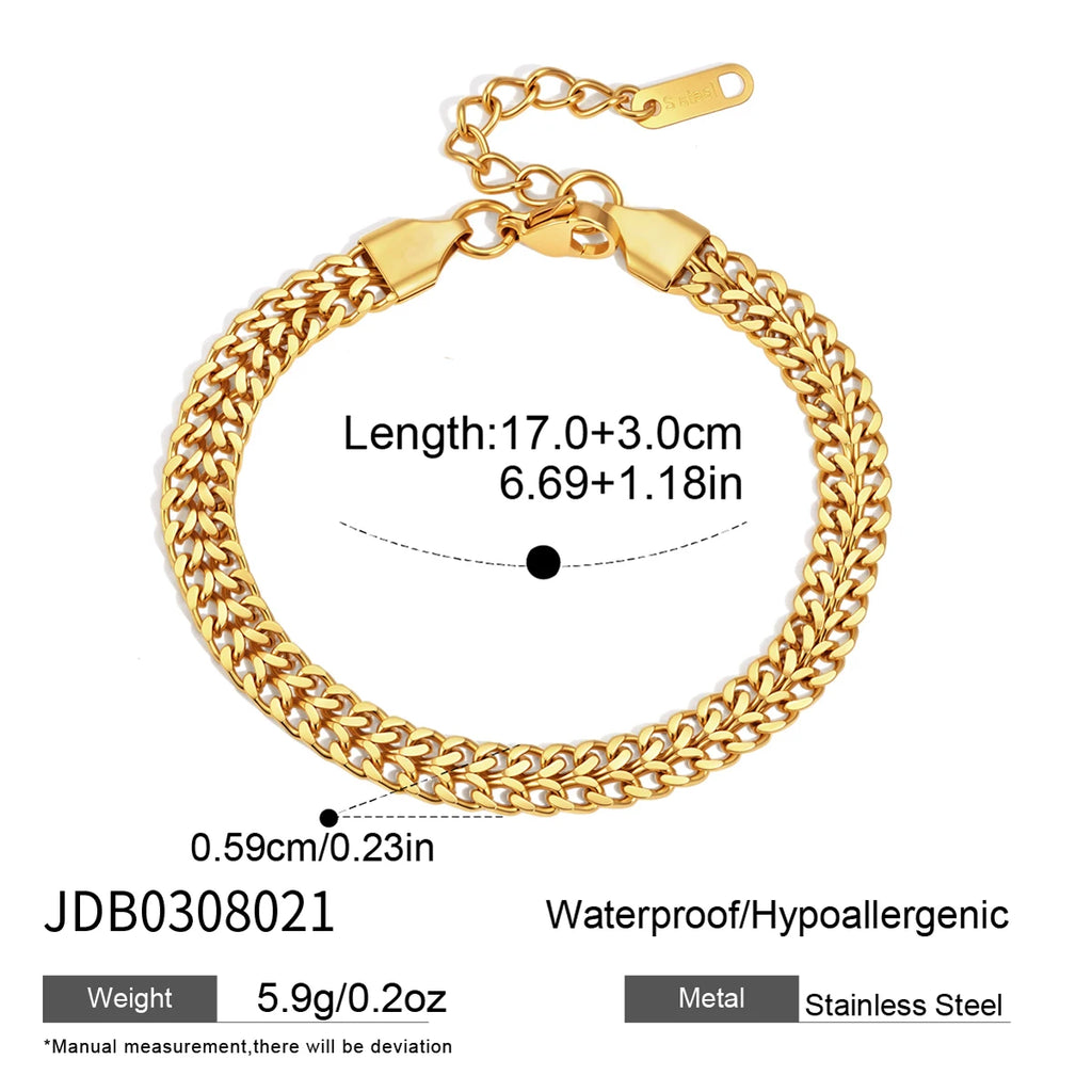 KIKA Classic Chain Bracelet For Women Minimalist 18K Gold PVD Plated Stainless Steel Bracelet Simple Fashion Jewelry Gift