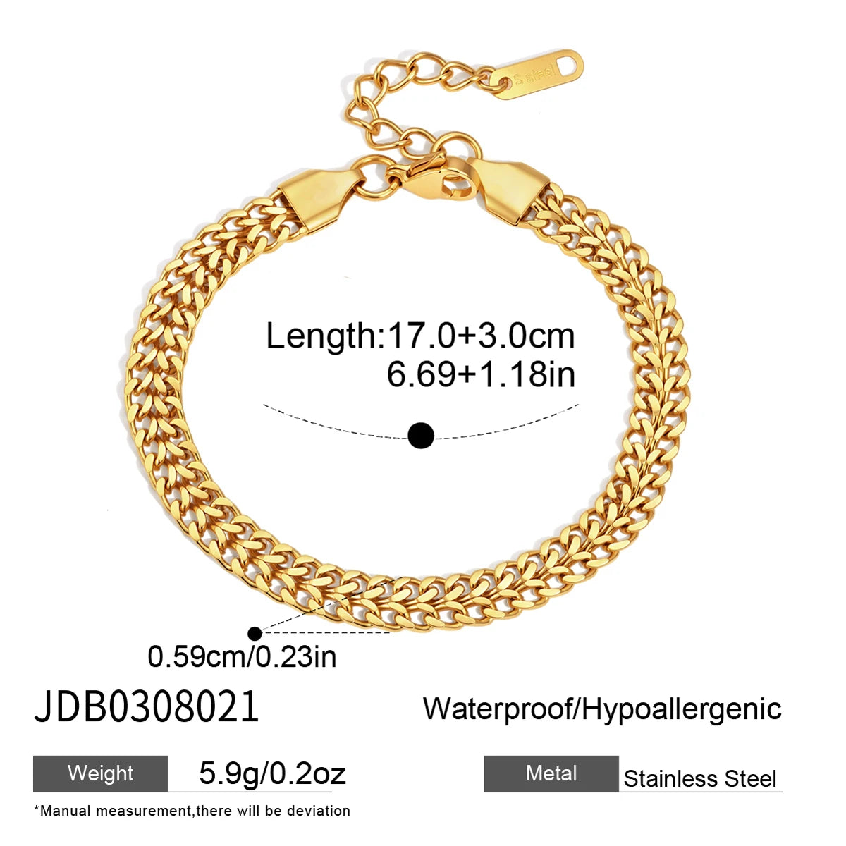 KIKA Classic Chain Bracelet For Women Minimalist 18K Gold PVD Plated Stainless Steel Bracelet Simple Fashion Jewelry Gift