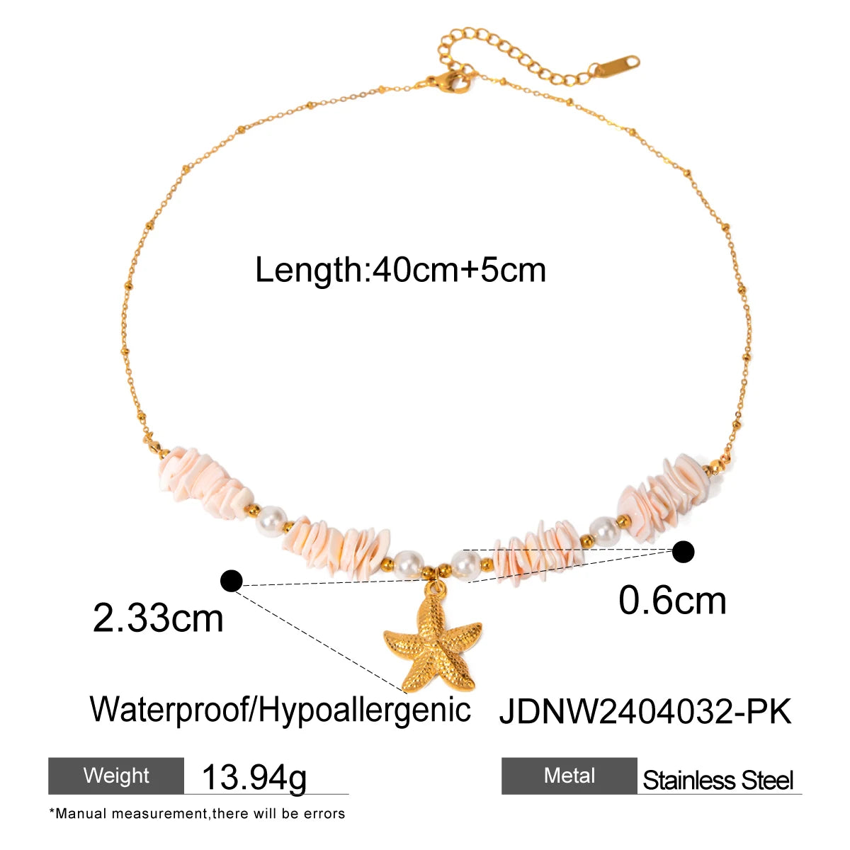 Kika Vacation Style Ocean Series Shell Starfish ImitationPearl Necklace