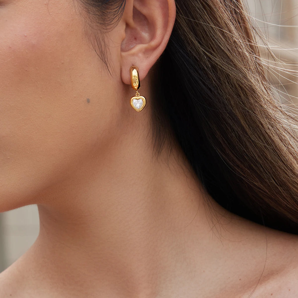 KIKA Delicate Geometric Zircon Drop Earrings  18K Gold PVD Plated Stainless Steel 316L